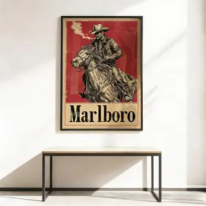 Vintage Marlboro Cowboy Poster Retro Western Marlboro Man Wall Art Marlboro Cowboy Rustic Decor Print Vintage Marlboro Ad Wall Poster Western Cowboy Marlboro Room Decor