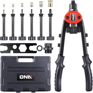 2 in 1 12" Rivet Gun, Wrench, SAE Mandrels & Metric Rivet Nut Tool Set, 60pcs Rivet Nut Head, Rivet Gun Kit for Riveting Decoration, W/Case,-00564