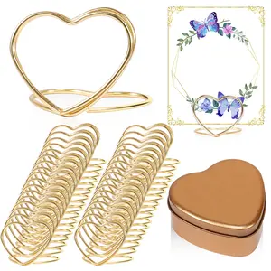 30Pcs Gold Place Card Holders for Weddings Table Card Holders Picture Holder Heart Name Card Holder Metal Place Cards for Table Setting