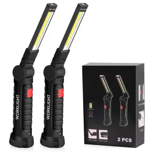 Christmas Stocking Stuffers Gifts for Adults Men Him Dad Rechargeable LED Work Light BBQ Grill Accessories Magnetic Flashlight Mechanic Light Tools Mens Gifts 2 Pack Black