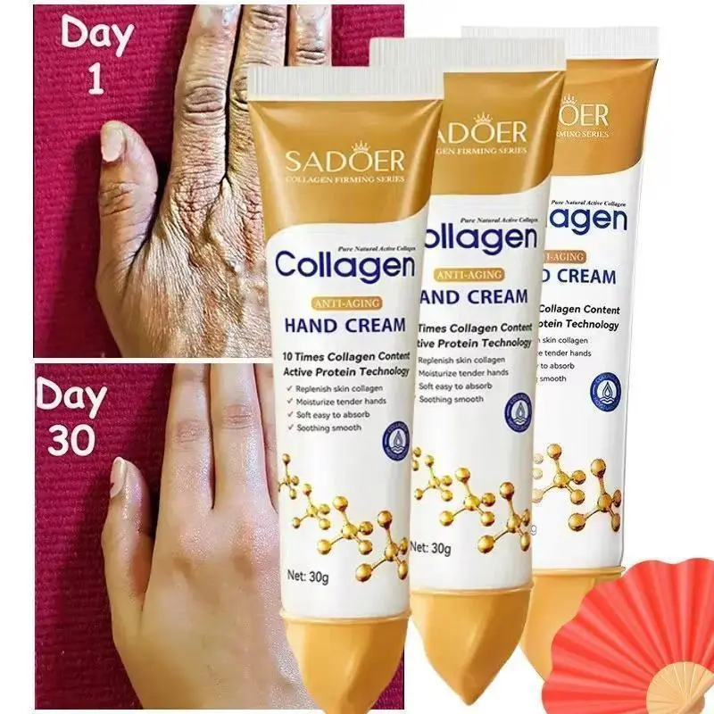 Pomegranate & Hydrolyzed Collagen Vegan Hand Cream - Daily Hydrating Firming Anti-Aging Moisturizer with Shea Butter & Hyaluronic Acid, Lightweight Hypoallergenic for Dry Skin, 30g