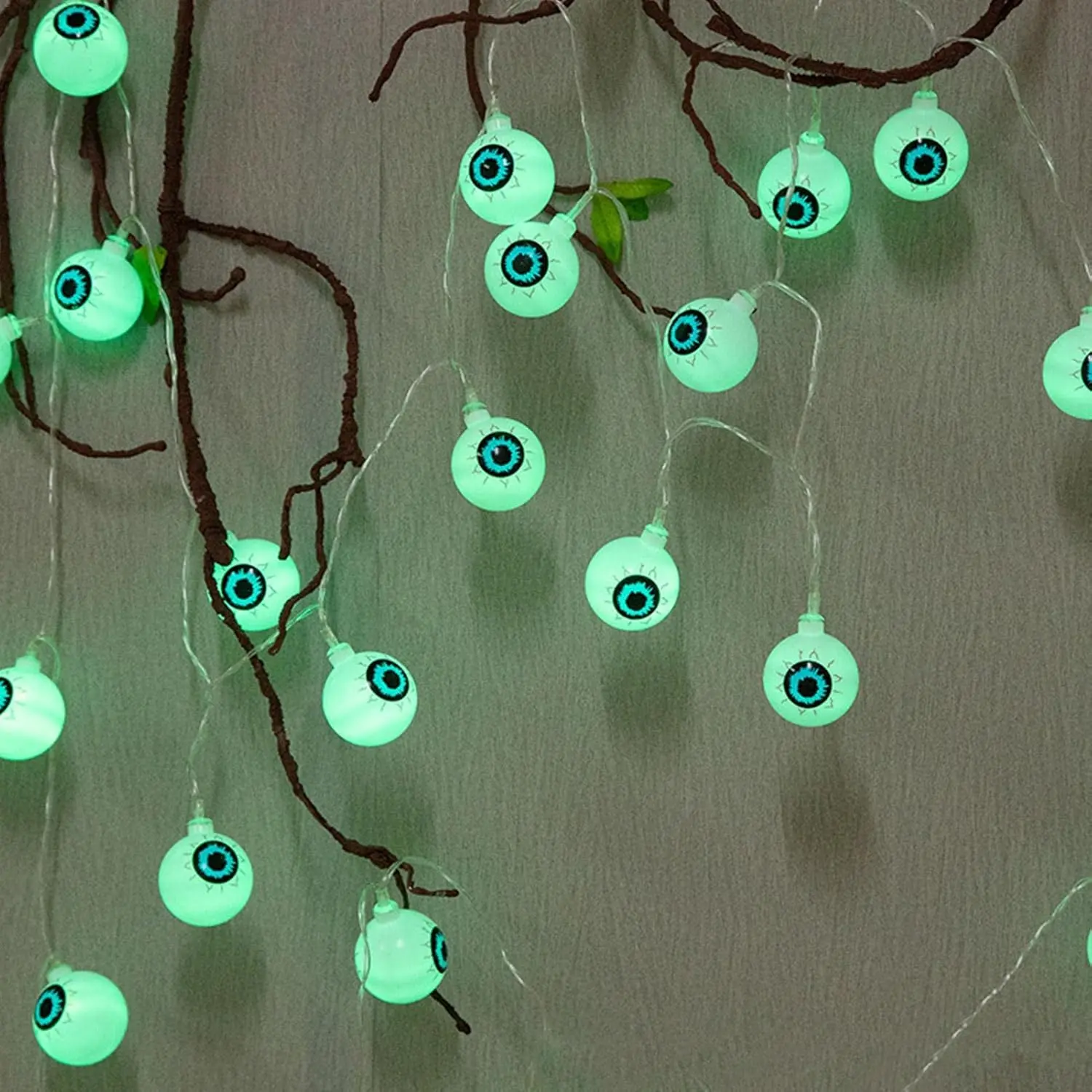 Halloween Eyeball Light String, 20 Beads with Battery Powered Lights, Indoor Outdoor Party Decorations, Haunted House Bar Atmosphere