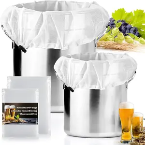 2 Pack  Brew Bags -  Fine Mesh Strainer Bag for  Brewing, 26"x22", 16"x18" Straining Bag for  Grape  Press Fruit Cider Juice Grain Milk Making, Adjustable Drawstring