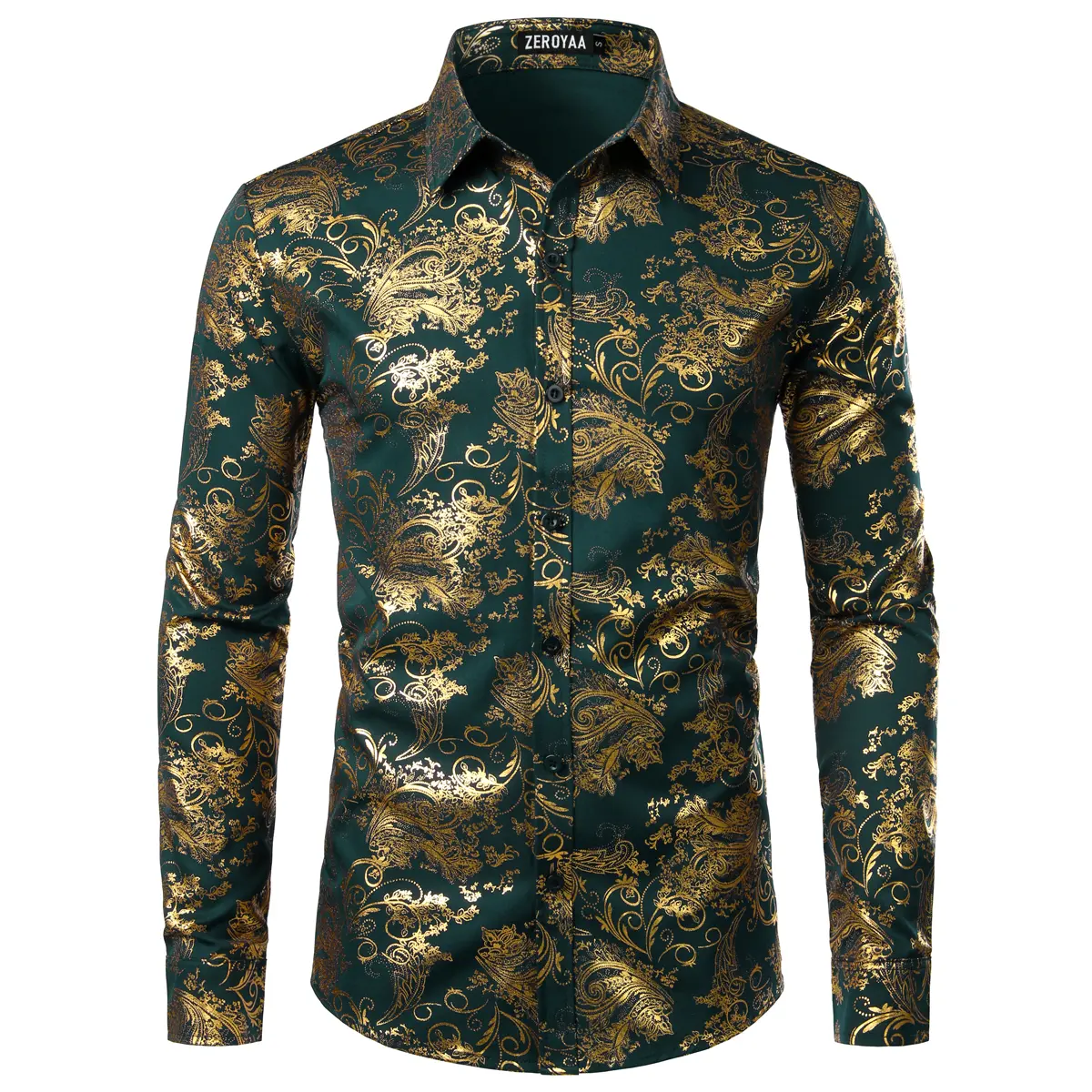 ZEROYAA Men's Luxury Paisley Dress Shirt Shiny Floral Printed Button Down Shirts for Party Prom Casual ZEROYAA Men's Luxury Paisley Dress Shirt Shiny Floral Printed Button Down Shirts for Party Prom Casual