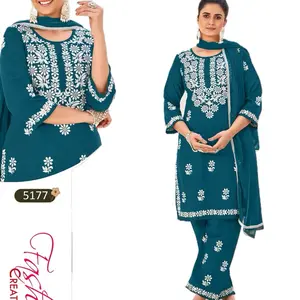 FashionCreate Indian Pakistani Embroidered Dress Casual Womenswear Summer Fitted 5177