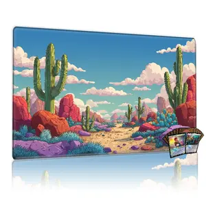 Desert Cactus MTG TCG Magic Playmat 12x24 inch Gaming Mouse Pad Perfect for Card Game Combat Parties Family Use Excellent Gift Vibrant Landscape Desktop Mat