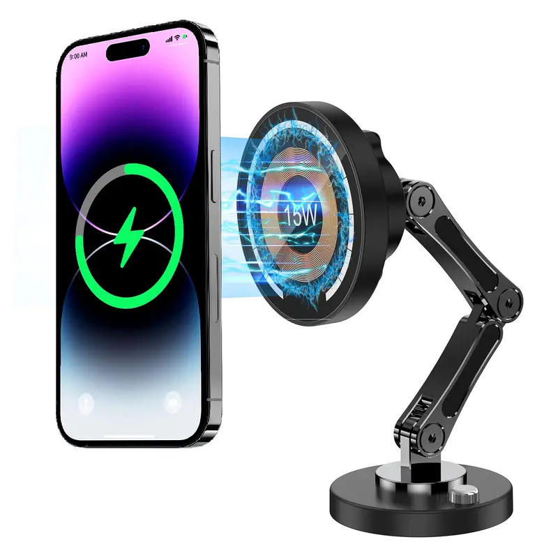 15W Fast Charging Car Phone Holder, Magnetic Wireless Car Charger, Car Cell Phone Holder for iPhone 15 14 13 12 All Smartphones