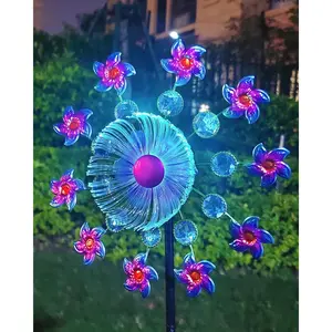 Solar Flower Wind Spinners for Yard and Garden, 40 Inch Solar Windmill Garden Whirligig Kinetic Spinners Decor for Lawn, Patio&Yard, Metal Wind Outdoor Sculpture