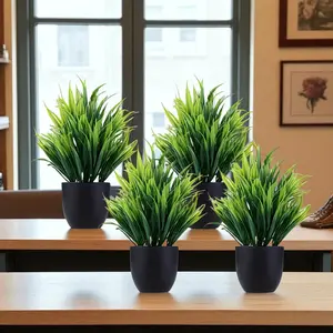 4 Pcs Artificial Sage Plant Set, Pot Greenery, Durable Easy Care, Indoor Outdoor Decor, All-Season Use, Plastic Material, Decorative, Artificial Plants