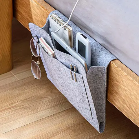 Felt Bedside Hanging Storage Bag, Hangable Storage 1 Count Mobile Phone Remote Control Tissue Storage Bag, Bedside Book Storage Hanging Bag, Home Organizer for Bedroom, Home Accessory Storage