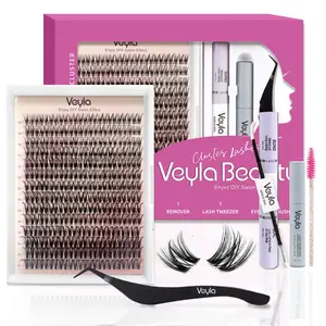 Veyla Lashes Waterproof DIY Lash Extension Kit, 10-16MM Wispy Lash Clusters Kit, Ultra-thin Soft Band Eyelash Extension Kit with Waterproof Lash Bond and Seal, Professional Lash Remover, Tweezers for Girls Gift Makeup (Flora/ Venus/Magic/Secret)