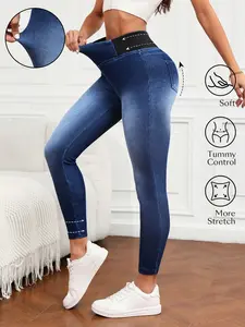 Women's Casual High Waist Skinny Stretchy Jeans, Tummy Control Jeans Jeggings For Women Compression Fit Jeans, High Waisted Jeggings