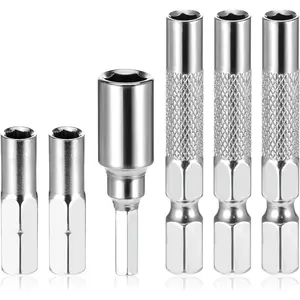 6-piece Set 1/ 4inch to 4mm Drill Bit Adapter, Magnetic Hex Screwdriver Converter, Converter Adapter Precision Drill Bit, 6.35mm to 0.4cm Drill Bit Extension Rod, for Precision Drill Bits, Micro Drill Bit Holder for Repair DIY Projects