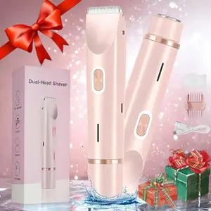 Women's Electric Bikini Trimmer, Rechargeable 2-In-1 Body & Facial Hair Remover, Waterproof Wet/dry Use, Winter Gift, Christmas Present, Personal Care Appliances