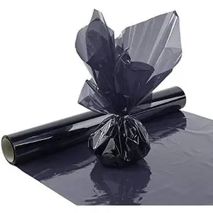 Black Cellophane Wrap Roll, Translucent Black Cellophane Wrapping Paper, 16 Inch Width x 100 Ft Long Colored Cellophane Rolls for  Baskets,DIY Arts Crafts Decoration and