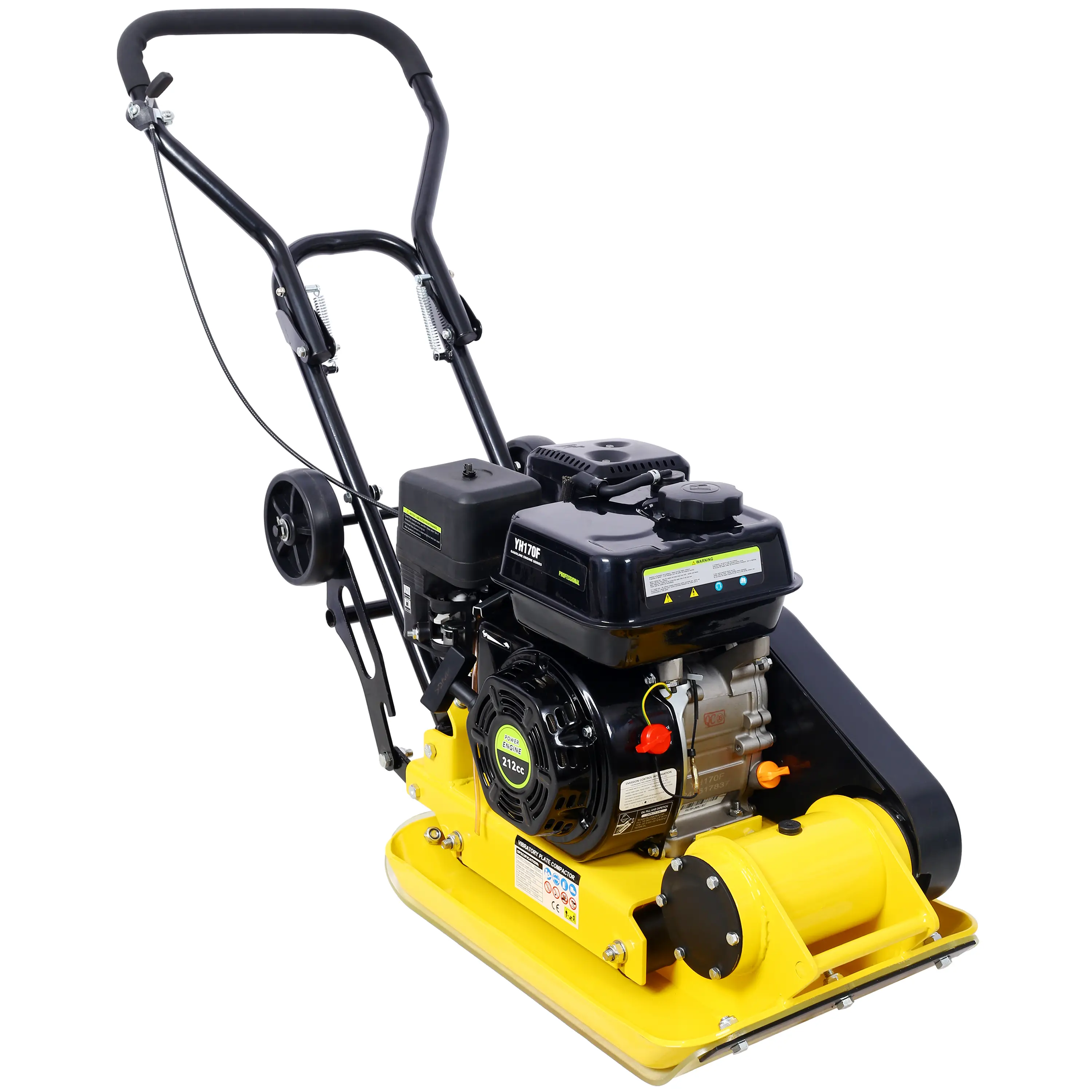 Heavy Duty Gas-Powered Plate Compactor, 7.0HP, 5500VPM Max, 20x14 in, Built-in Wheel, EPA Compliant, High Vibration Compaction Force