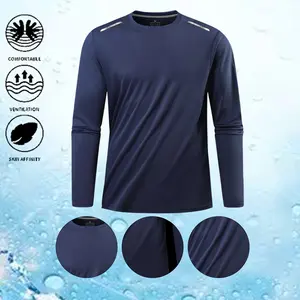Men's Athletic Long Sleeve T-Shirt - Breathable Dry Basic Style, Moisture-Wicking, Comfort Fit For Sports & Training - Polyester - For Men - Suitable for Running, Gym & Outdoor Activities - Perfect Gift for Fitness Enthusiasts