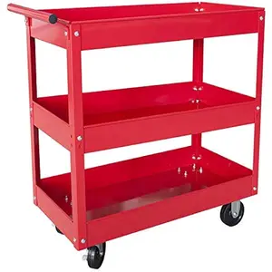 BIG RED 400 LBs Capacity 3 Shelf Steel Service Utility Cart, APTC302R