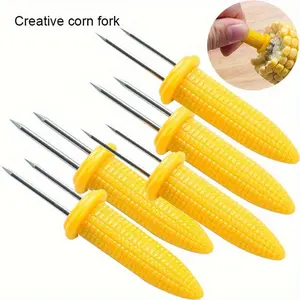 Set of 10 High-Quality Stainless Steel Corn Holders - Sturdy, User-Friendly, And Compact for Barbecues, Picnics, Outdoor Events, And Daily Dining - Ideal for Grilled Corn, Veggies, And Fruits.