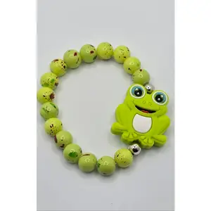 Kids Green Frog Charm Bracelet