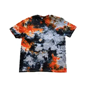 Haauunted Fog Tie Dye Short Sleeve T-shirt Unisex 100% Cotton Orange Black Grey Sizes Small to 5X Casual Shirts Menswear