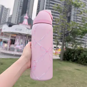 (Sugar Plum Fairy) Double Drink Stainless Steel Thermal Insulation And Ice Retaining Bicycle Bottle With Straw, Double Vacuum 32oz/ 945ml Travel Water Bottle,Stylish And Elegant Frosted Non-Slipdesign,Sports Cup With Clamshell-Drinking Tumbler Insulated