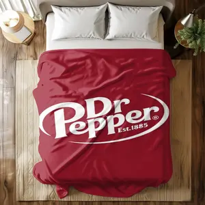 Dr Pepper Classic Logo Flannel Slogan Print Blanket, Soft Warm Anti-Pilling, Throw, Bed Blanket, Sofa Blanket, Ideal Gift