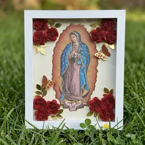 Virgen de Guadalupe / Virgin Mary rose shadow box
