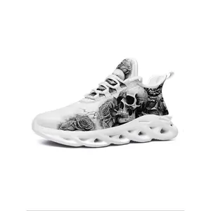 Men's Halloween Skull and Pumpkin Print Lace Up Low Top Trendy Walking Sneaker, 1 Pair Casual Comfortable Non-slip Shock Absorption Sneakers, Comfy Trendy Shoes for Daily Life, Gifts for Halloween