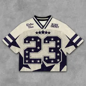 Sopula Retro Flex No 23 Blokecore Style Star V-Neck Cotton T-Shirt