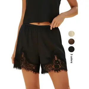 Women’s Satin Silk Lace Shorts, Mid-Waist Mini Skirt, Luxurious Party Dress, French Style, Fashionable Versatile Garment