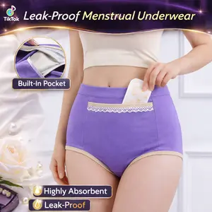 Pack of 2 Period Underwear with Hidden Pocket, Leak-Proof Heavy Flow Panties for Women, No Leakage Accidents, Seamless Comfort Fit for Travel, Gym, Daily Wear cycling