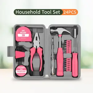 23PC/Set Pink Hardware Tool Box Repair Tool Set, Home DIY Repair Tools, Home Emergency Repair Tool Box, Gift for Girls
