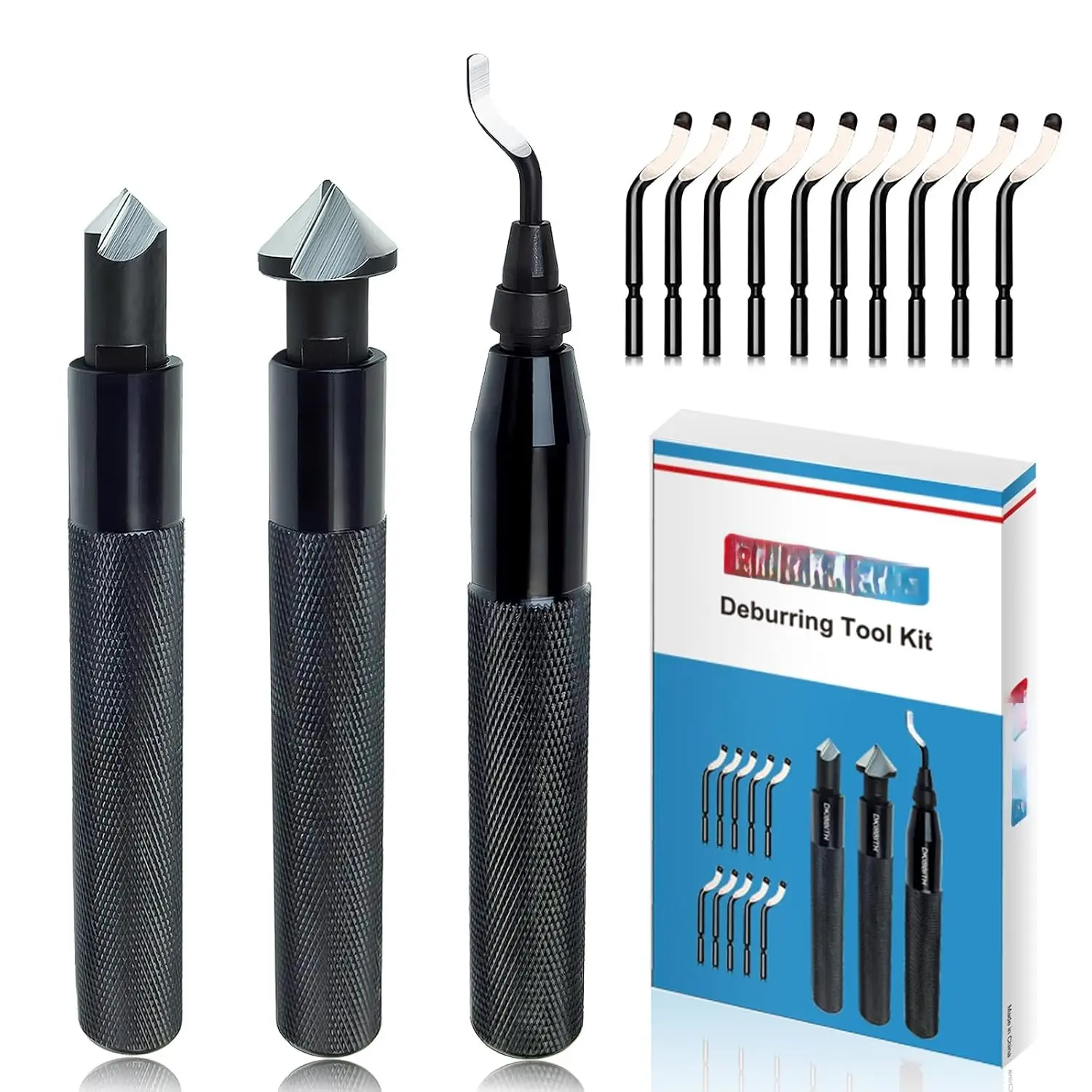 13- Deburring Tool Set with 2 Countersinks & 11  - Works  Metal, , PVC, Copper, Plastic, Printed Edges - Plumbing &  Printing Burr Removal Reamer Tool.
