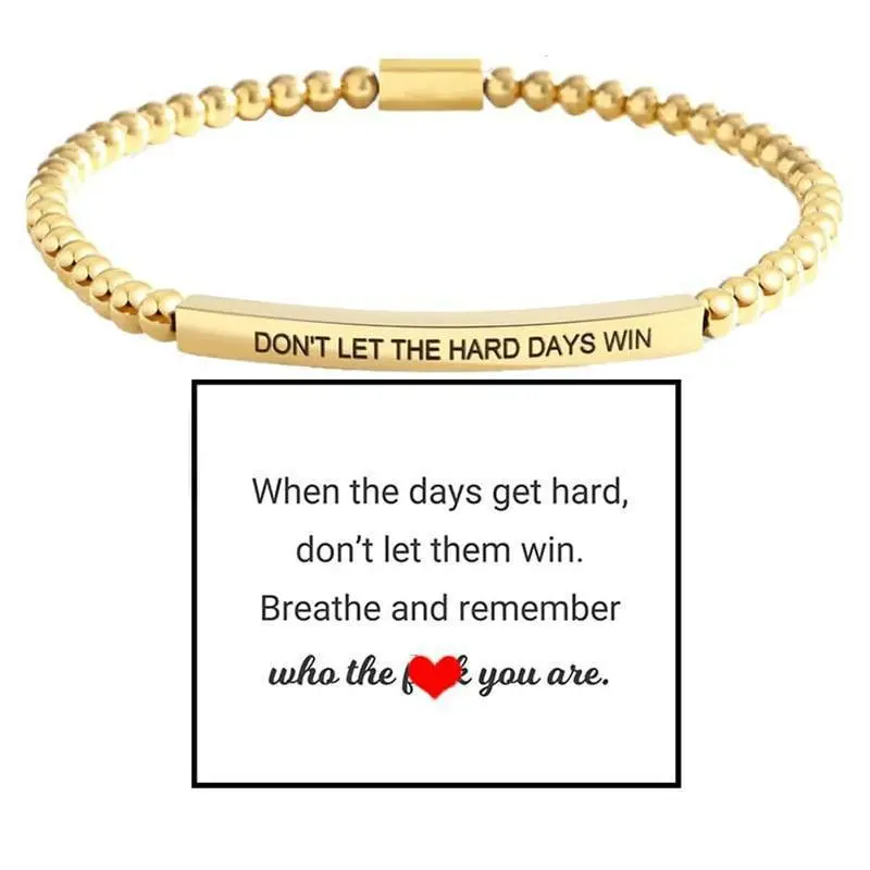 G027 Personalized Engraved Text Bracelet Faith Beaded Stainless Steel Bracelet