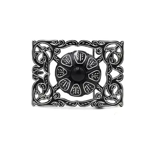 Hebilla de Acero Monel Negra - Girasol 3D Rameado - 014