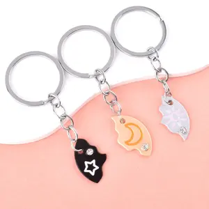 Sun Moon Star  Best Friend Keychain Set for 3  Matching Friendship Keychains Puzzle Pendant Gift for Besties Family Mother's Day