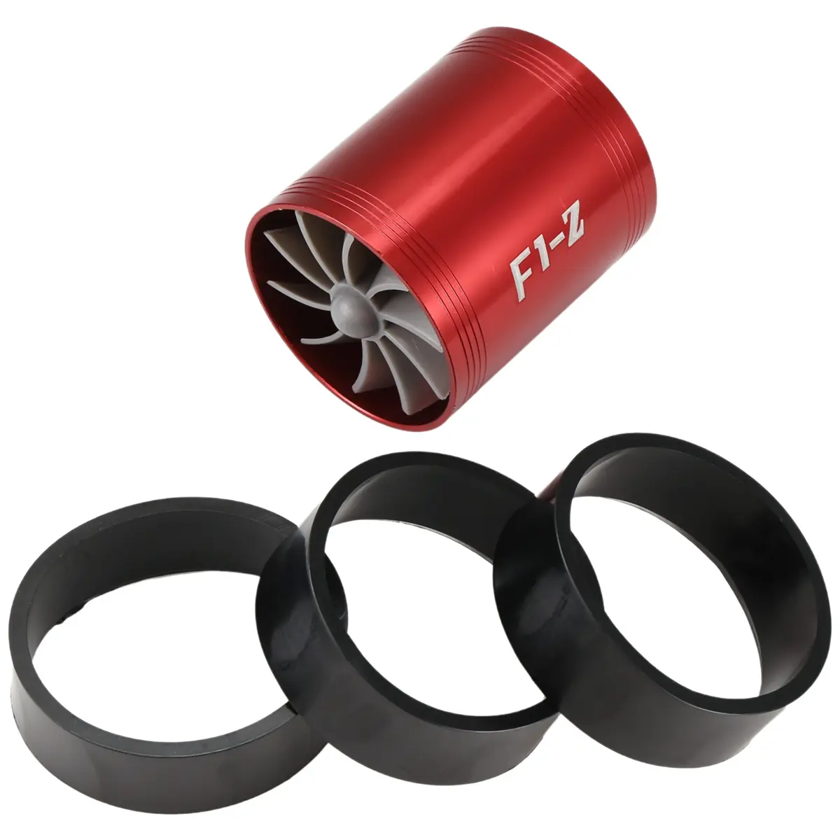 Double Turbine Turbo Charger Air Intake Gas Fuel Saver Fan for Car (red) Eddy Current Forced Way To Enter The Air