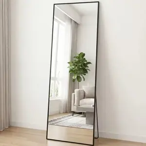 68" x 26" Full Length Mirror with Stand Floor Free Standing Aluminum Frame for Bedroom Bathroom Body Hanging Leaning