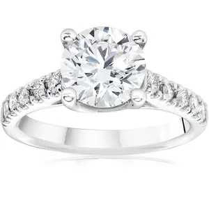 Certified 2 1/2Ct Diamond Cathedral Engagement Ring 14k White Gold Lab Grown