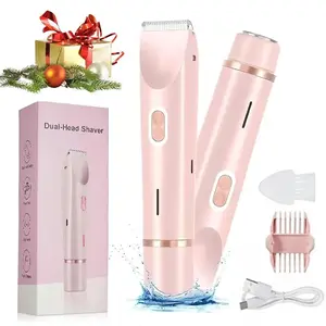 Electric Bikini Trimmer, 2-in-1 Body and Facial Hair Removal Dual-Head Electric Shaver, Waterproof USB Rechargeable Cordless Hair Trimmer for Women, Portable Hair Trimmer, Multifunctional Festival Gift