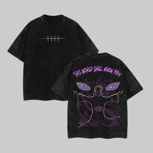 Vintage Pain Nagato Akatsuki Naruto Shippuden Oversized Graphic Tee Heavyweight Acid Wash Cotton T-Shirt Y2K Streetwear Rinnegan Gym Pump Cover Japanese Anime Manga Aesthetic Grunge Shinobi Outfits Merch Perfect Fan Gift Top Unisex