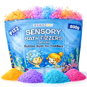 ZENSEME Sensory Bath Fizzers for Kids - Pink Blue Purple Yellow - Non-Toxic Crackle Bubbles - Parent Approved - Easy Storage - Big Value Big Fun - Going Viral on TikTok