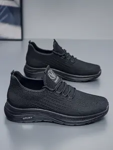 Men's Lightweight Mesh Sneakers Breathable Knit Running Shoes Large Size Non - Slip Lace - up Low Top Training Shoes for Gym Hiking Daily Wear 4 Seasons Comfortable Outdoor Footwear