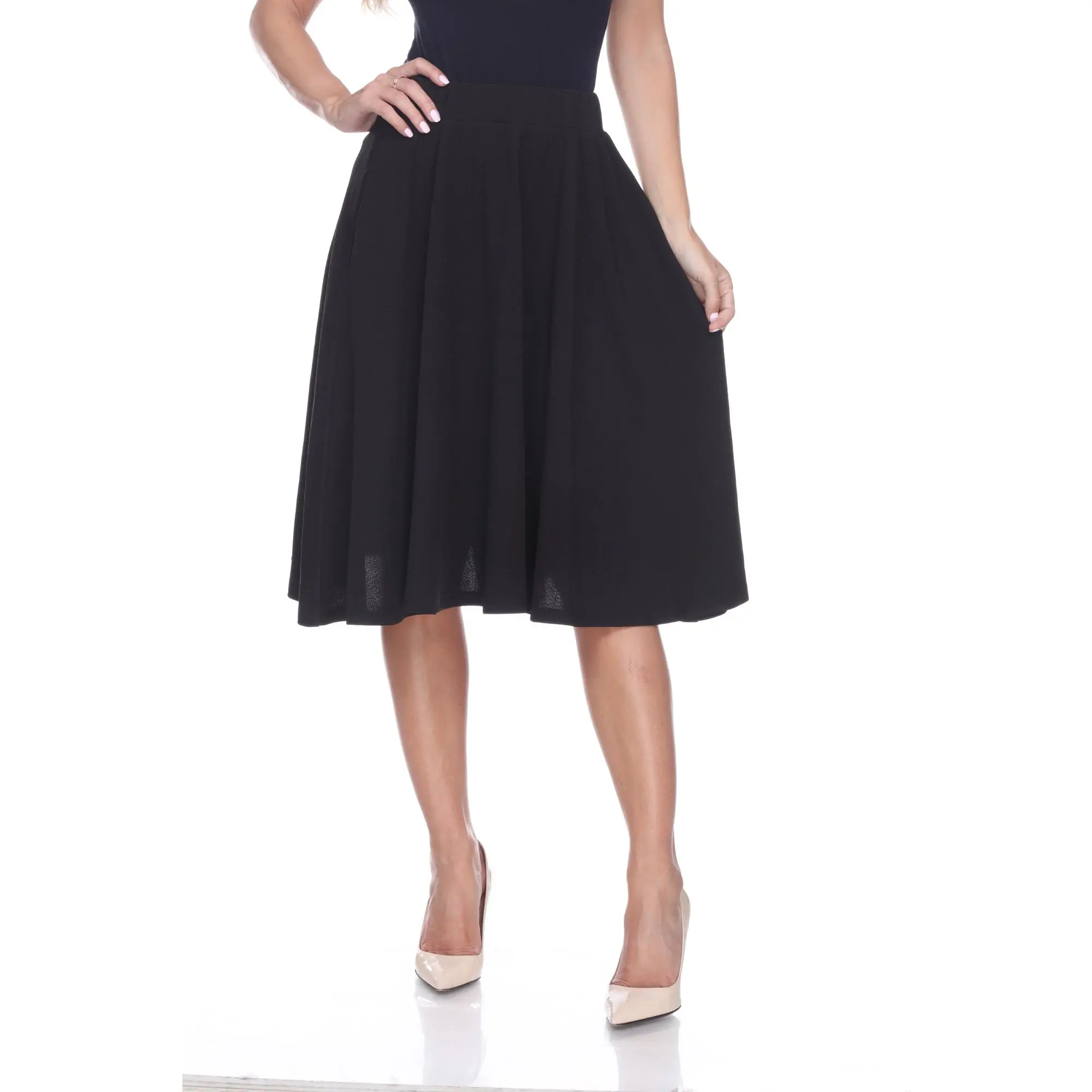 White Mark Women's Plain Flared Skater Skirt - Lightweight, Summer/All Seasons, A-Line - Comfort
