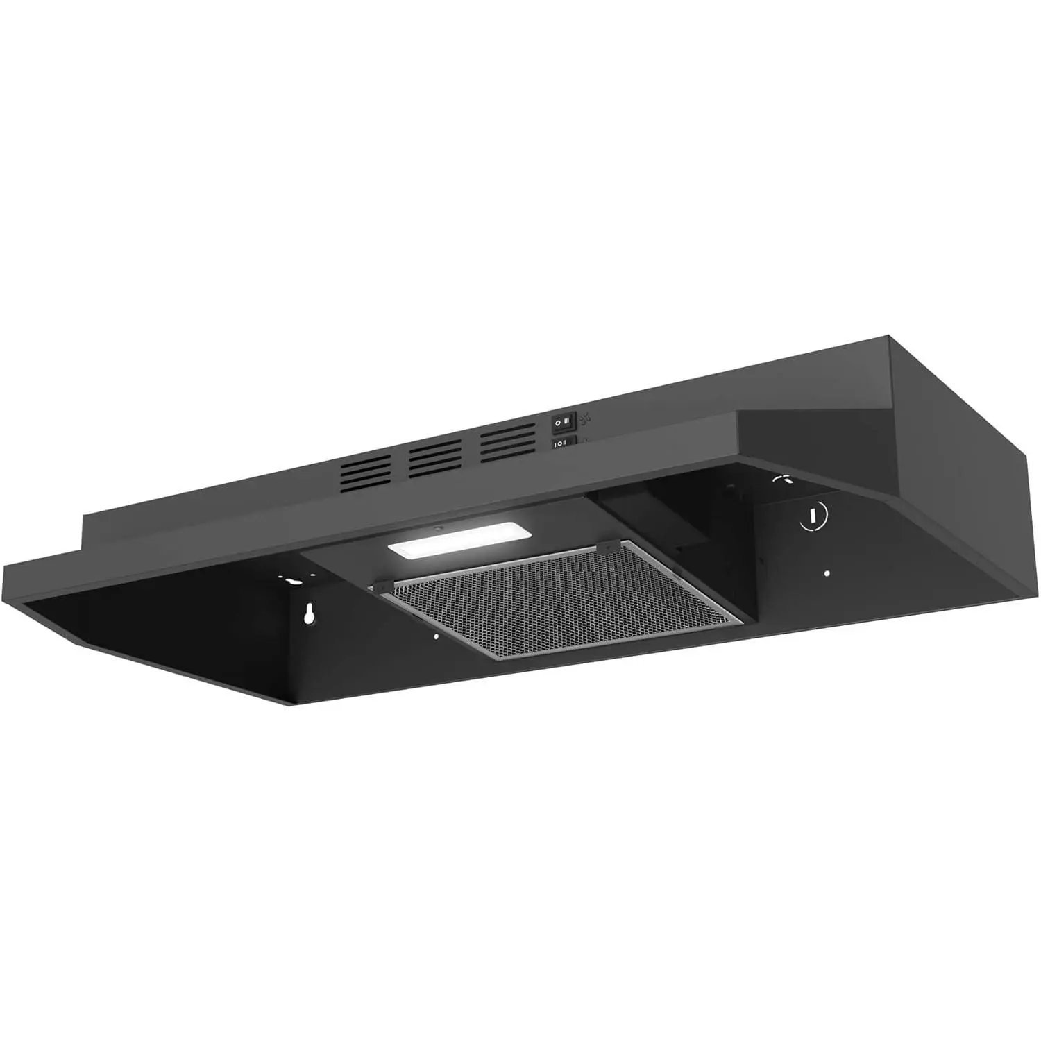 Range Hood 30 inch Under Cabinet, Ducted/Ductless Convertible Kitchen Hood, Stainless Steel Vent Hood with LED Light,Under Cabinet Hood with 2 Speed Exhaust Fan,Black
