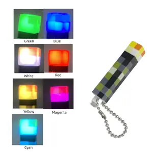 1 Pc Mini Torch Flashlight Keychain With Seven Color Lights - Cute And Fun Pixel Design, Backpack Charm Durable Small Giift For Holidays And Parties
