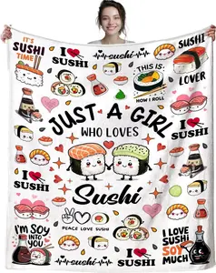 Sushi Blanket Gifts for Women Girls Teens,Japanese-Style Stuff Plush Funny Throw Blankets,Funny Gifts for Sushi Lovers Kids