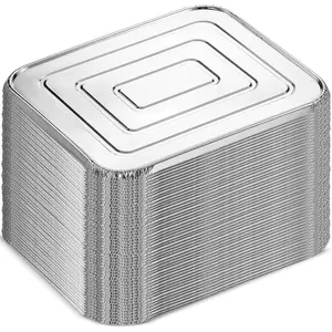 MontoPack Half-Size Aluminium Foil Lids | [50 Pack] | Perfect Fit for 9x13 Roasting Pans | Premium Quality for Baking & Catering | Disposable Food Prep Containers Lids