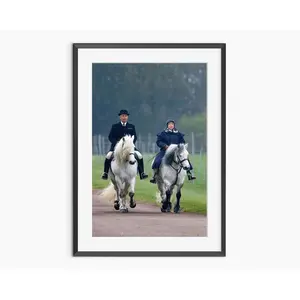 The Queen Riding Horse, Queen Elizabeth Poster, Queen Elizabeth II Riding Horse in Windsor Castle, Photography Print